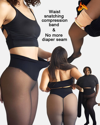 Slim-Fit Fleece Tights with Tummy Control Waistband