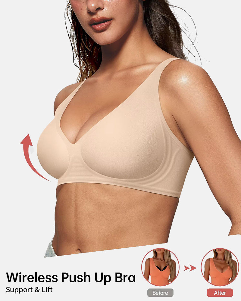 Seamless Deep V Push-Up Wireless Bra