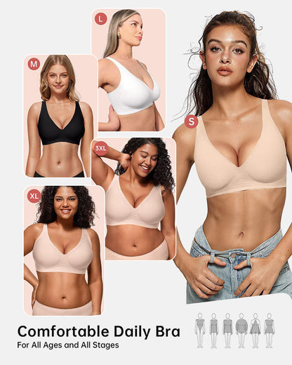 Seamless Deep V Push-Up Wireless Bra