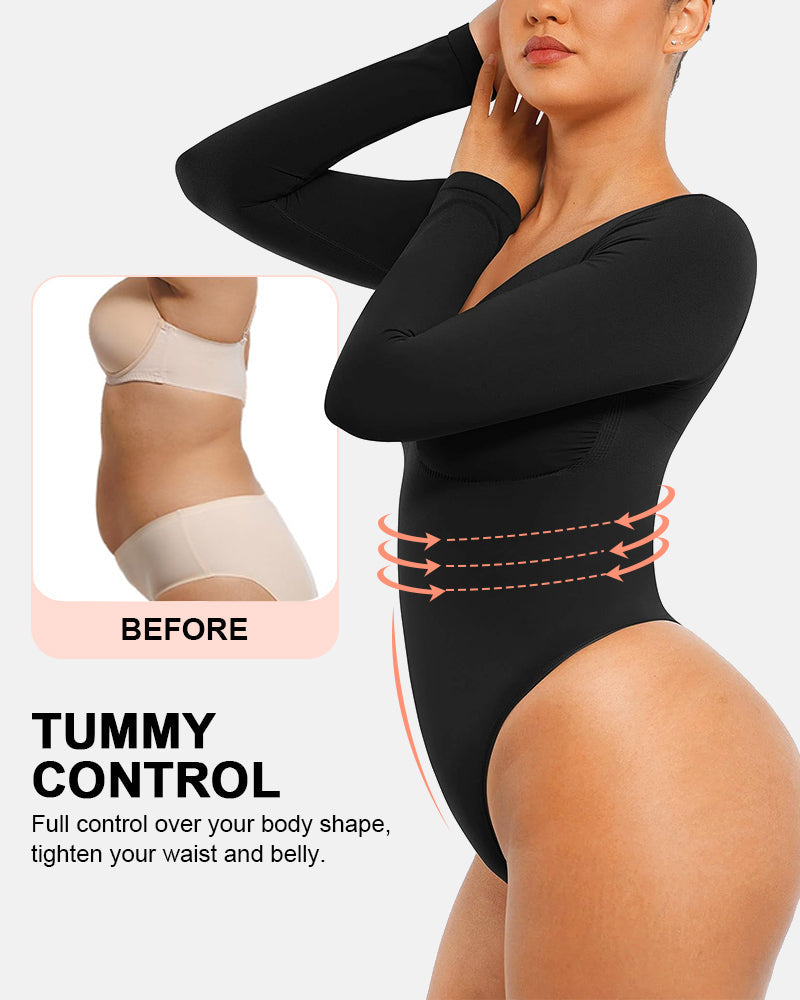 Seamless Supportive Long Sleeve Tummy Control Bodysuit