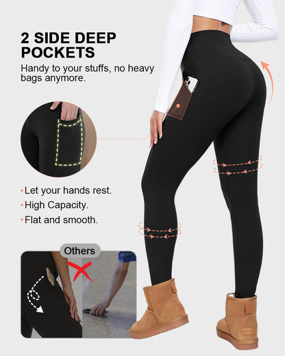 Winter Essentials High-Waisted Fleece Leggings with Pockets