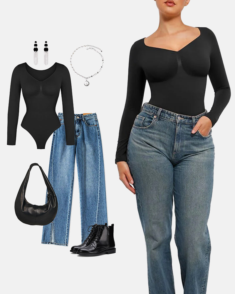 Seamless Supportive Long Sleeve Tummy Control Bodysuit