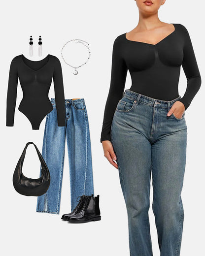 Seamless Supportive Long Sleeve Tummy Control Bodysuit