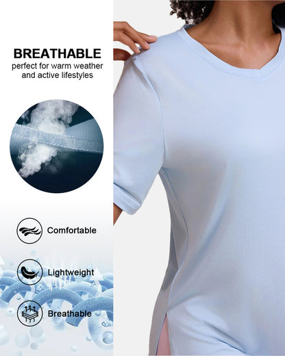 Women's Plus Size Basic Sleeve V-Neck T-Shirts