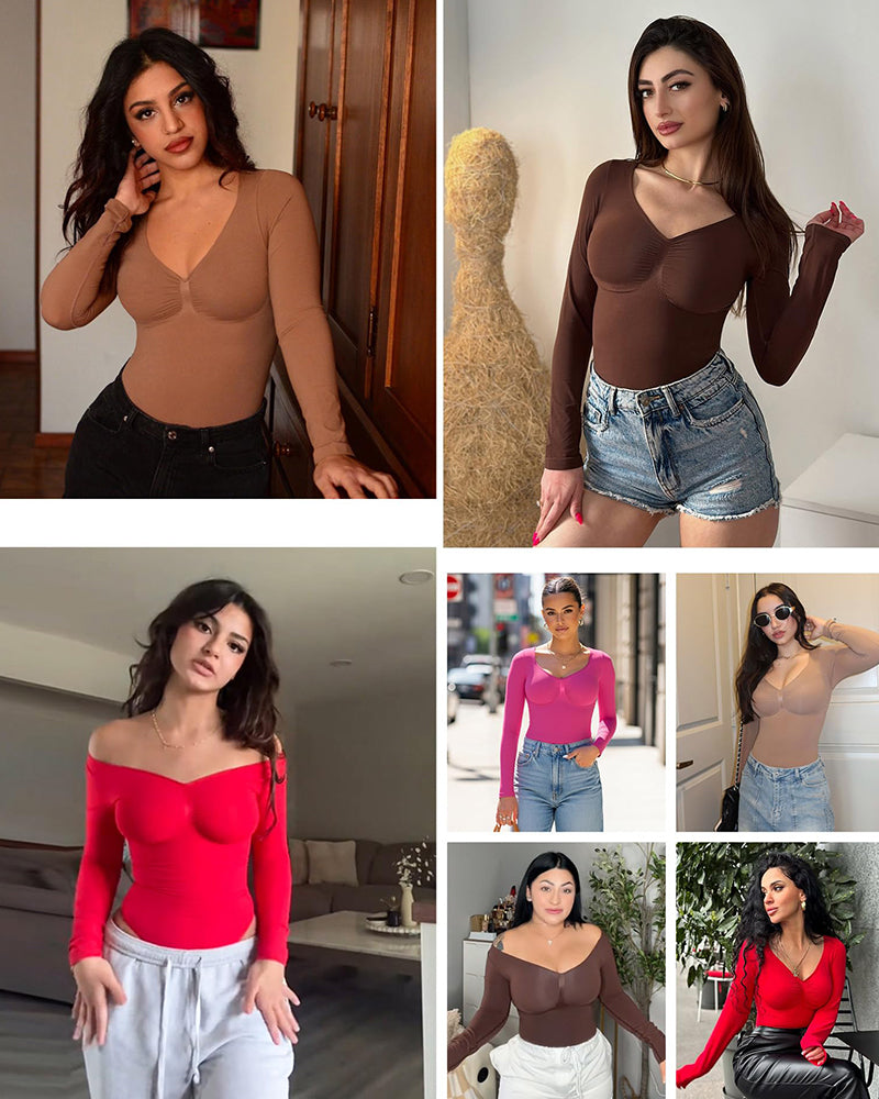 Seamless Supportive Long Sleeve Tummy Control Bodysuit